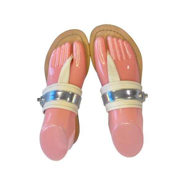 Coach Women's 7 Eileen Turn lock Slide Sandals Ivory/Silver Buckle EU 37 - Picture 5 of 13